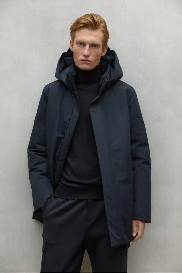 Men Black Parko Coat Ecoalf Coats And Jackets