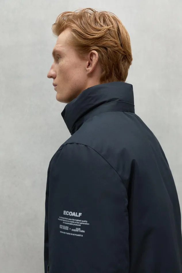 Men Black Parko Coat Ecoalf Coats And Jackets
