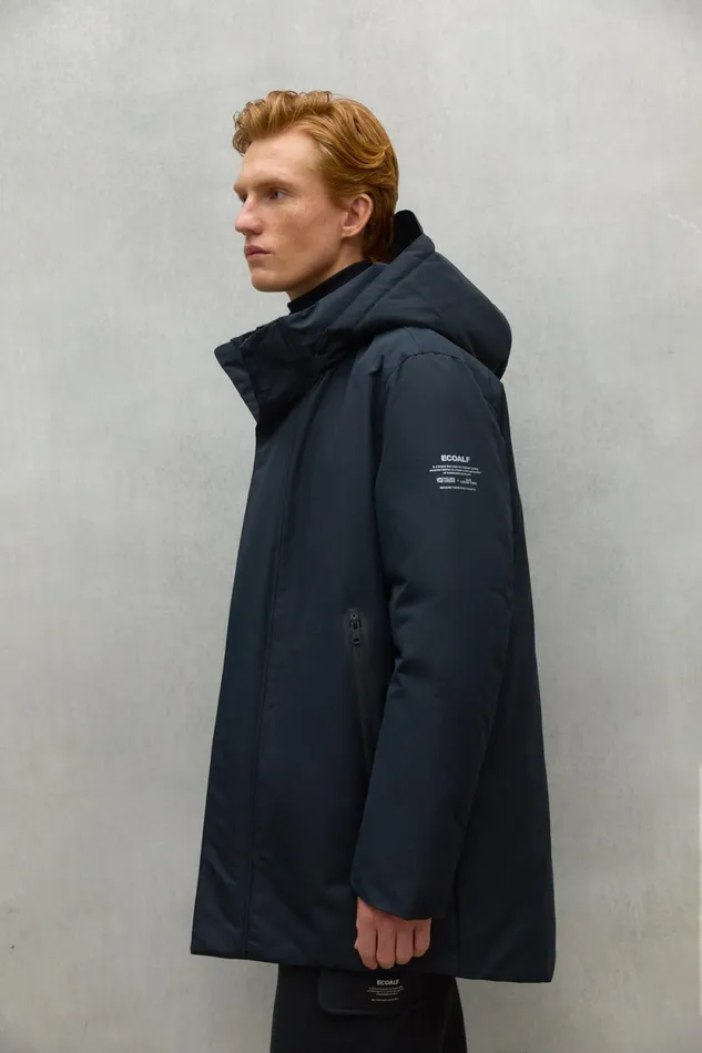 Men Black Parko Coat Ecoalf Coats And Jackets