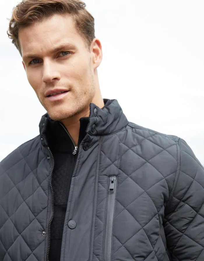 Men Black Showerproof Quilted Patch Pocket Jacket Threadbare Coats Men Black Showerproof Quilted Patch Pocket Jacket Threadbare Coats