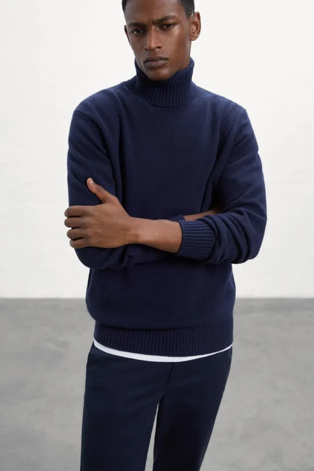 Men Blue Brun Knitted Jumper Ecoalf Knitwear