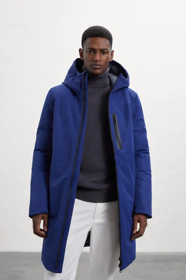 Men Blue Lovar Coat Ecoalf Coats And Jackets