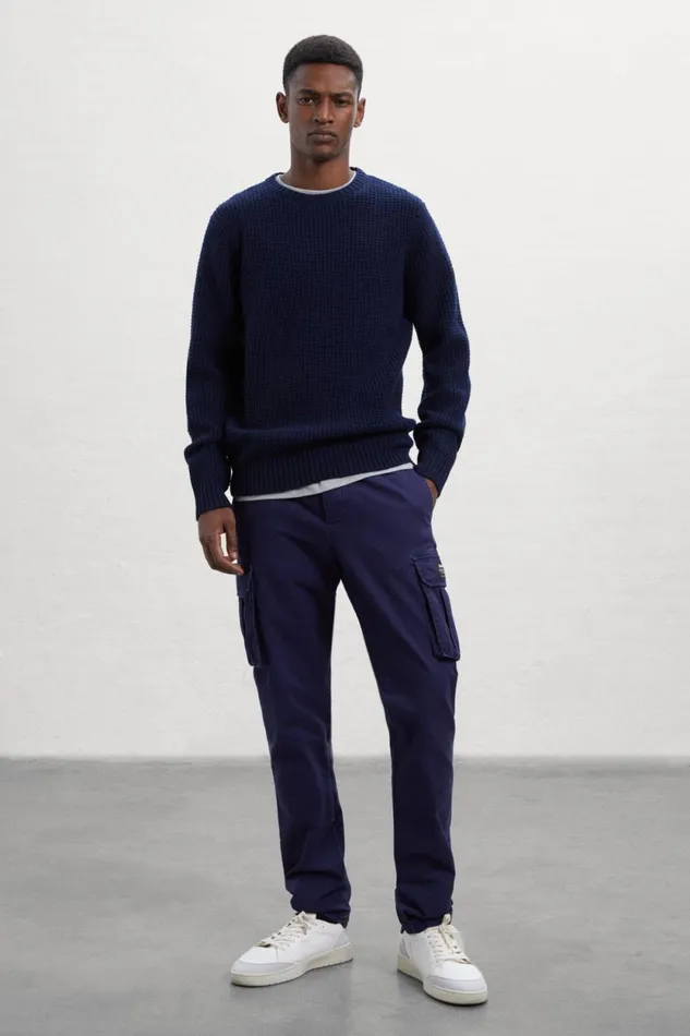 Men Blue Mera Knitted Jumper Ecoalf Knitwear