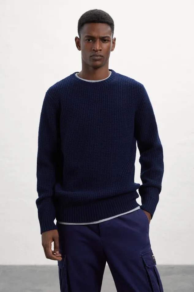 Men Blue Mera Knitted Jumper Ecoalf Knitwear