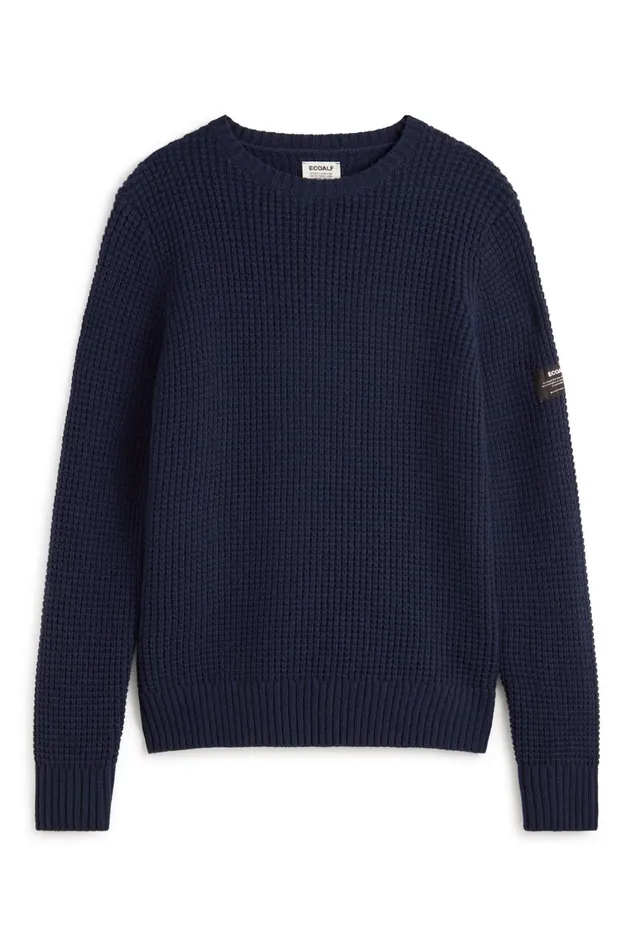 Men Blue Mera Knitted Jumper Ecoalf Knitwear