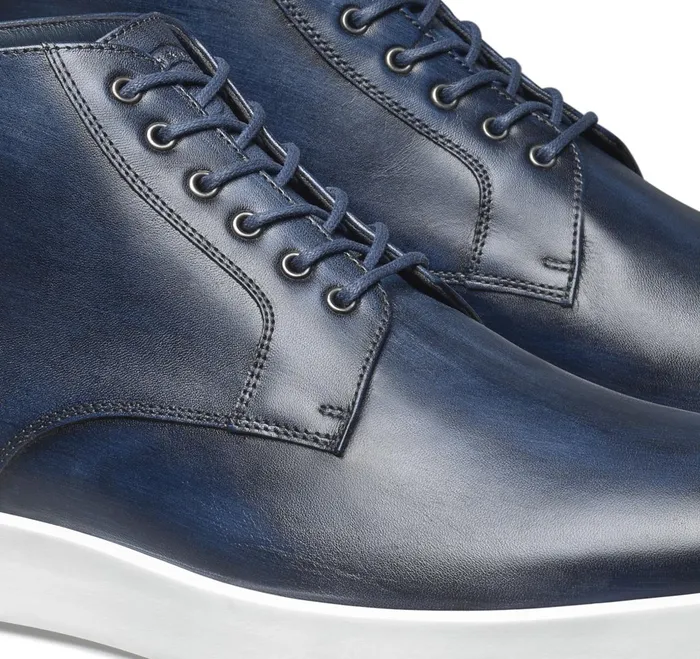 Men Bolivar Plain Toe Boot Navy Handstained Calfskin JohnstonandMurphy LaceUps Men Bolivar Plain Toe Boot Navy Handstained Calfskin JohnstonandMurphy LaceUps