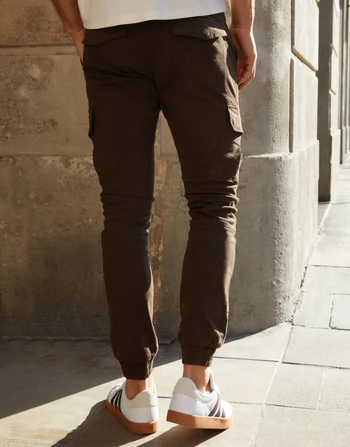 Men Brown Jogger Style Cargo Trousers Threadbare Cargo Men Brown Jogger Style Cargo Trousers Threadbare Cargo