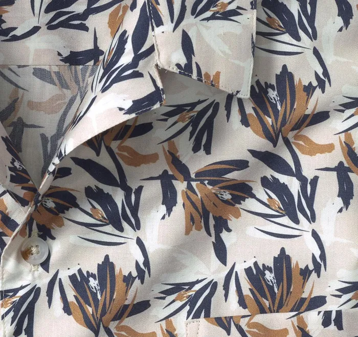 Men Camp Shirt Ivory Foliage JohnstonandMurphy ShortSleeve Shirts Men Camp Shirt Ivory Foliage JohnstonandMurphy ShortSleeve Shirts