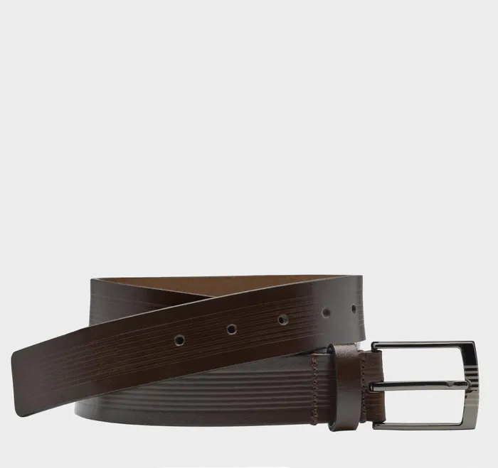 Men Center Laser Belt Brown JohnstonandMurphy Belts