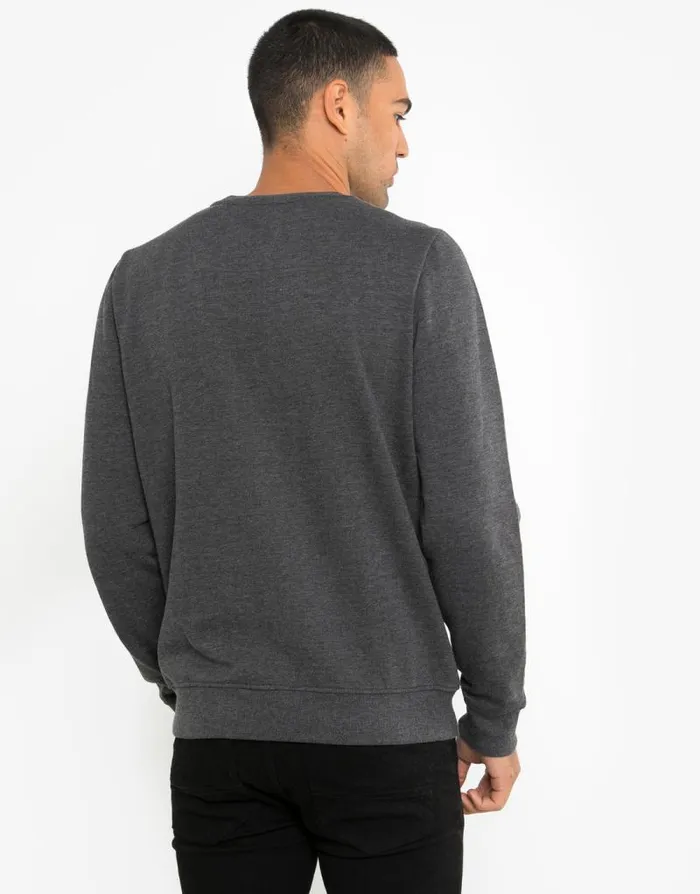 Men Charcoal Marl Crew Neck Sweatshirt Threadbare Jumpers Men Charcoal Marl Crew Neck Sweatshirt Threadbare Jumpers