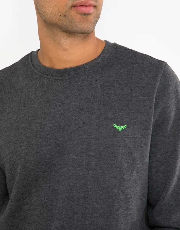 Men Charcoal Marl Crew Neck Sweatshirt Threadbare Jumpers Men Charcoal Marl Crew Neck Sweatshirt Threadbare Jumpers