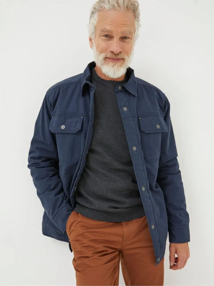 Men Coats and Jackets Fat Face Blue Rutland Overshirt