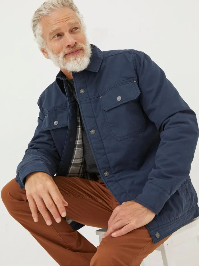 Men Coats and Jackets Fat Face Blue Rutland Overshirt