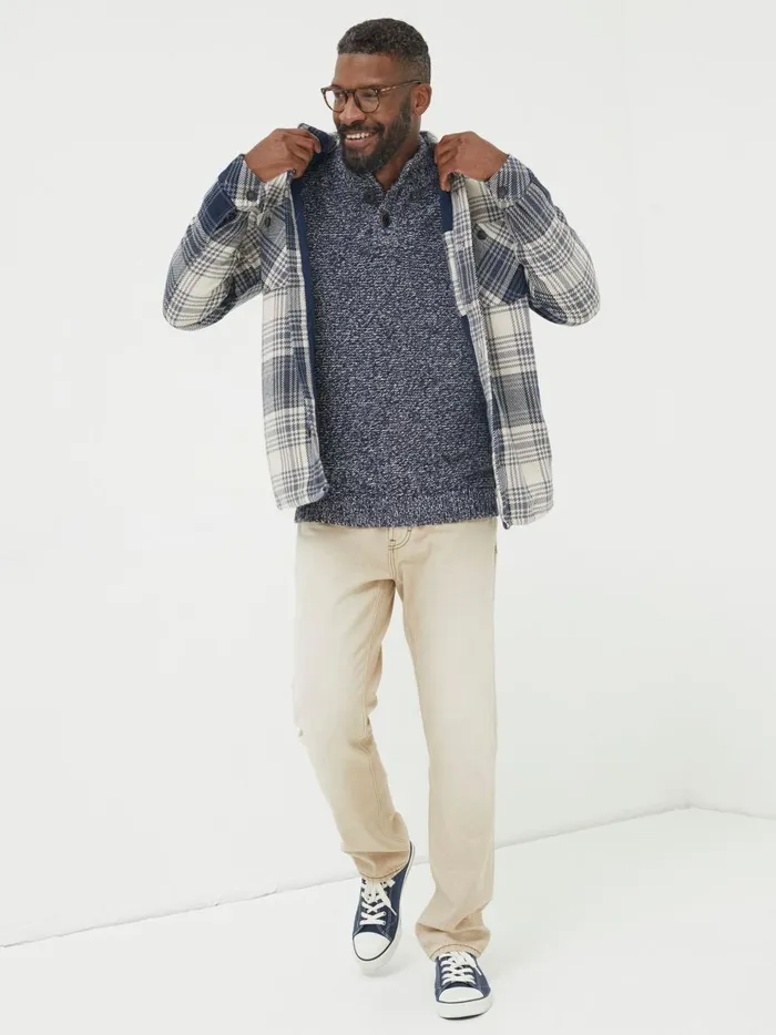 Men Coats and Jackets Fat Face Blue Ryton Ombre Overshirt