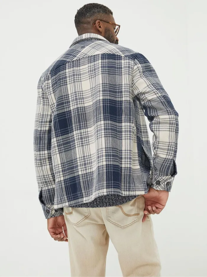 Men Coats and Jackets Fat Face Blue Ryton Ombre Overshirt