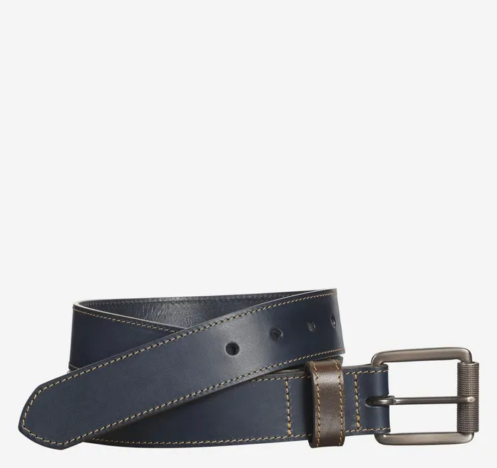 Men Contrast Stitch Belt Navy JohnstonandMurphy Belts