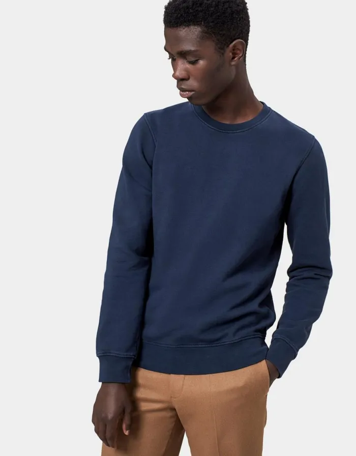 Men Crewneck Sweatshirts Colorful Standard Classic Organic Crew Petrol Blue