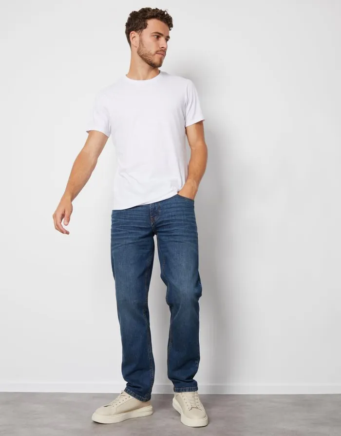 Men Dirty Wash Straight Leg Jeans Threadbare Straight Leg Men Dirty Wash Straight Leg Jeans Threadbare Straight Leg