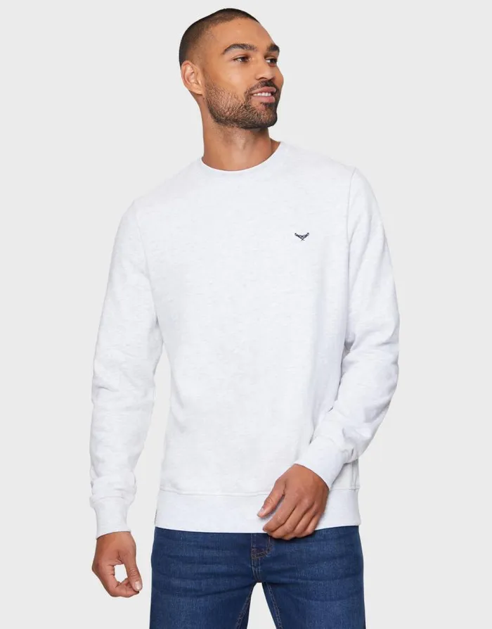 Men Ecru Marl Crew Neck Sweatshirt Threadbare Jumpers