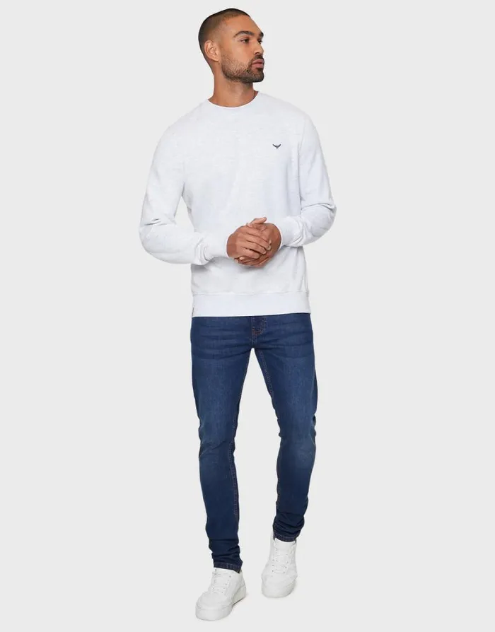 Men Ecru Marl Crew Neck Sweatshirt Threadbare Jumpers Men Ecru Marl Crew Neck Sweatshirt Threadbare Jumpers