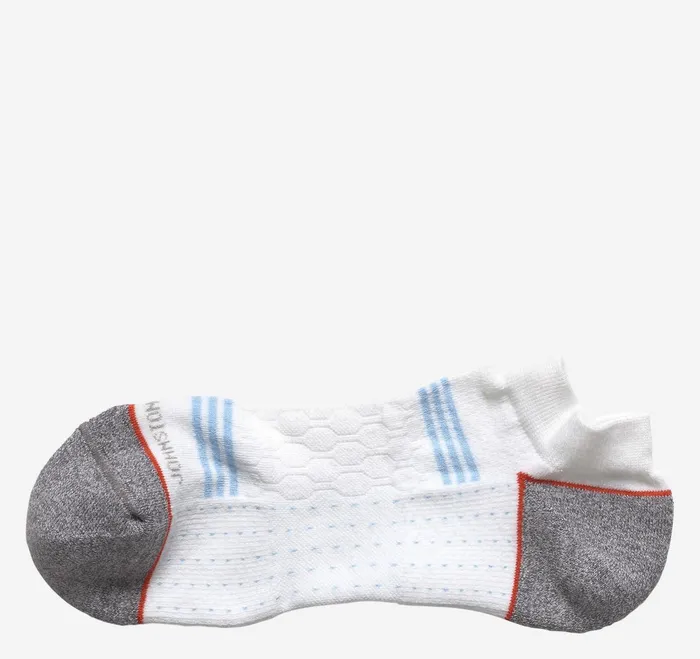Men First In Comfort Ankle Socks White Sport Stripe JohnstonandMurphy Socks