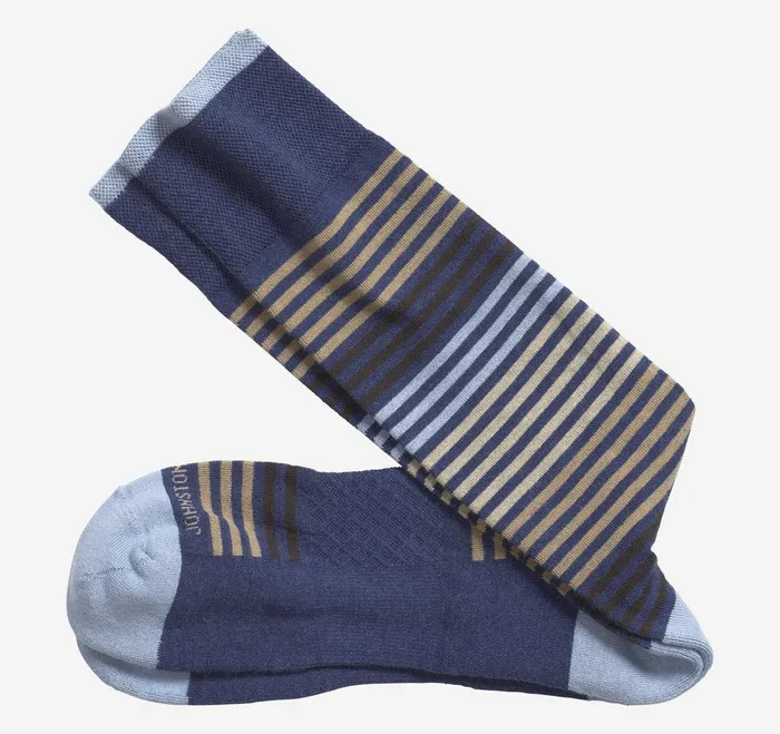 Men First In Comfort Heather Stripe Socks Blue JohnstonandMurphy Socks