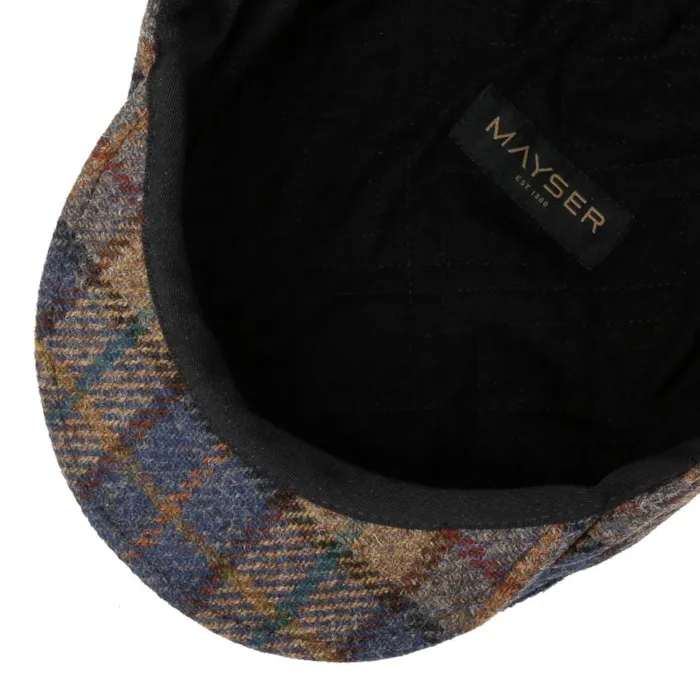 Men Flat Caps Mayser Frankie Soft Check Shetland Flat Cap Bluebeige Men Flat Caps Mayser Frankie Soft Check Shetland Flat Cap Bluebeige