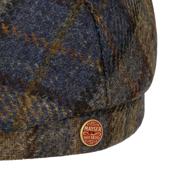 Men Flat Caps Mayser Frankie Soft Check Shetland Flat Cap Bluebeige Men Flat Caps Mayser Frankie Soft Check Shetland Flat Cap Bluebeige