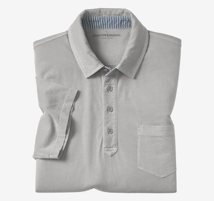 Men Garment Dyed Polo Gray JohnstonandMurphy Polos and Tees