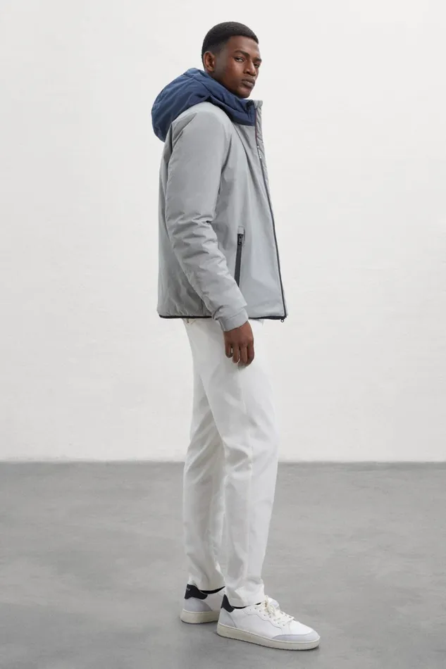 Men Grey Cartes Jacket Ecoalf Coats And Jackets