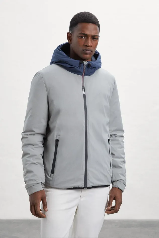 Men Grey Cartes Jacket Ecoalf Coats And Jackets