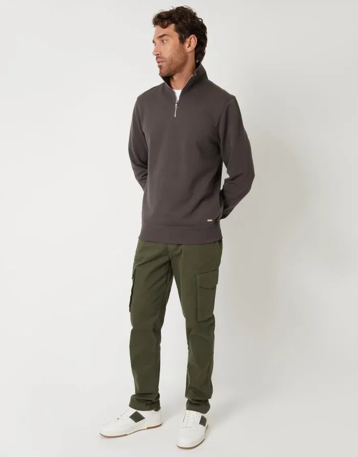 Men Grey Pique Quarter Zip Funnel Neck Sweatshirt Threadbare Sweatshirts Men Grey Pique Quarter Zip Funnel Neck Sweatshirt Threadbare Sweatshirts