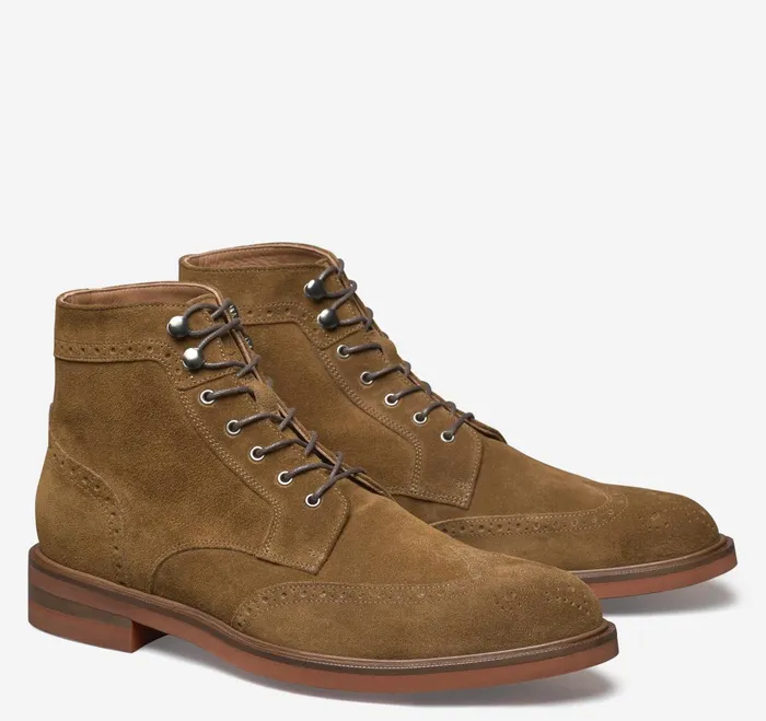 Men Hartley Wingtip Boot Snuff Italian Suede JohnstonandMurphy LaceUps