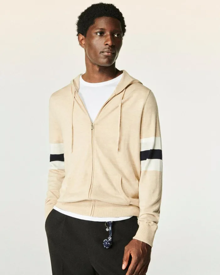Men Hoodies From Future Striped Hoodie Sweater Heather Beige