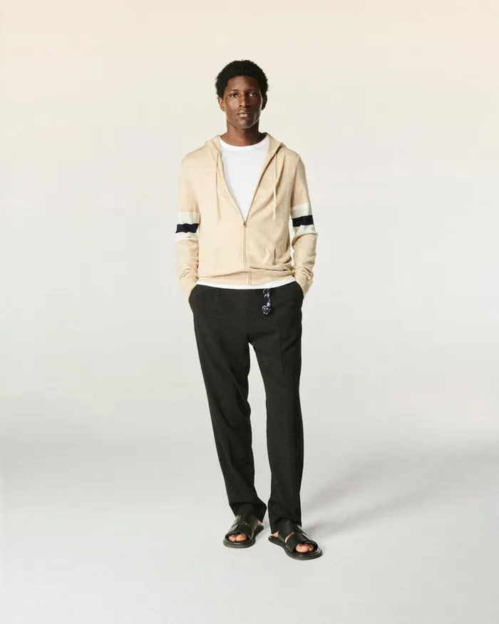 Men Hoodies From Future Striped Hoodie Sweater Heather Beige