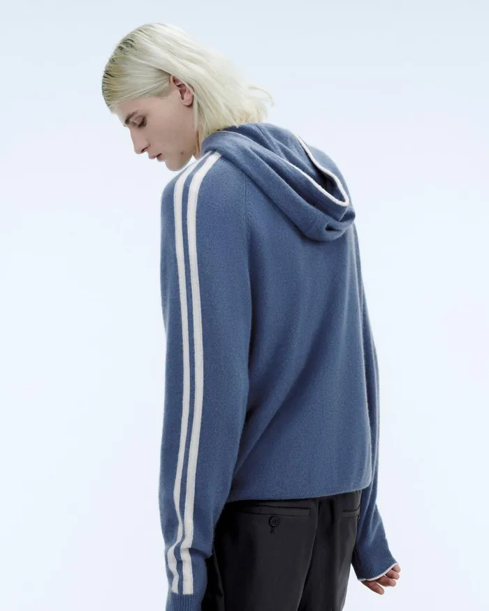 Men Hoodies From Future Striped Hoodie Sweater Storm Blue