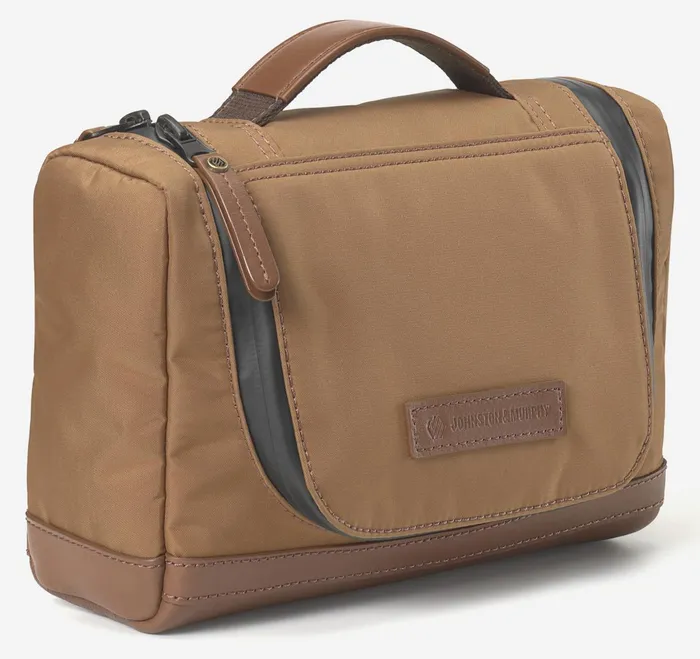 Men Hudson Waterproof Travel Kit Cognac JohnstonandMurphy Travel Accessories