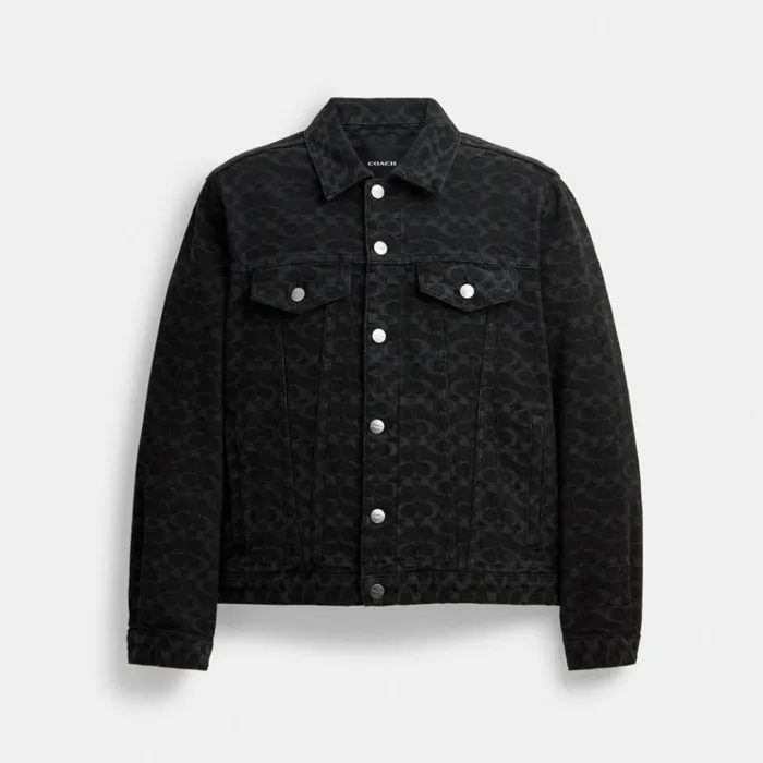 Men Jackets and Outerwear Coach Signature Denim Jacket Black Signature