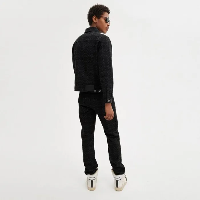 Men Jackets and Outerwear Coach Signature Denim Jacket Black Signature