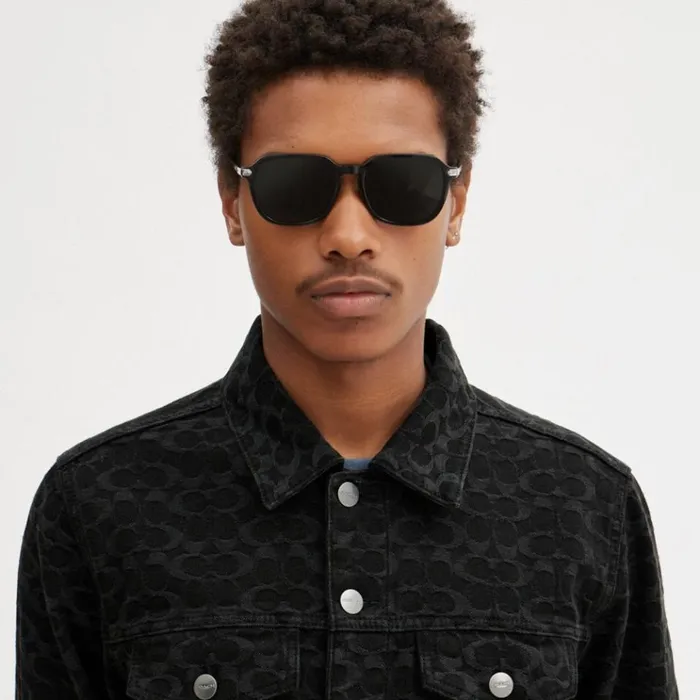 Men Jackets and Outerwear Coach Signature Denim Jacket Black Signature