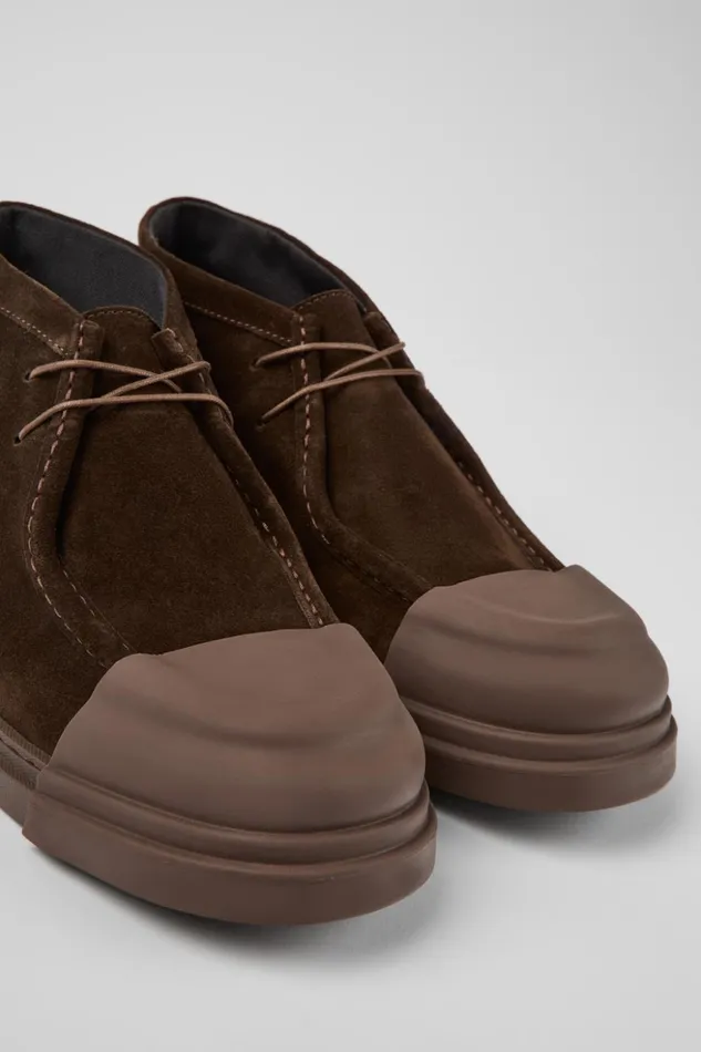 Men Junction Brown Nubuck Shoes Camper Ankle Boots