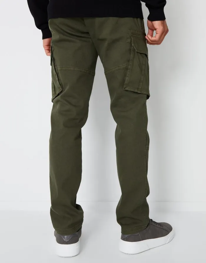 Men Khaki Cargo Pocket Stretch Trousers Threadbare Cargo Men Khaki Cargo Pocket Stretch Trousers Threadbare Cargo