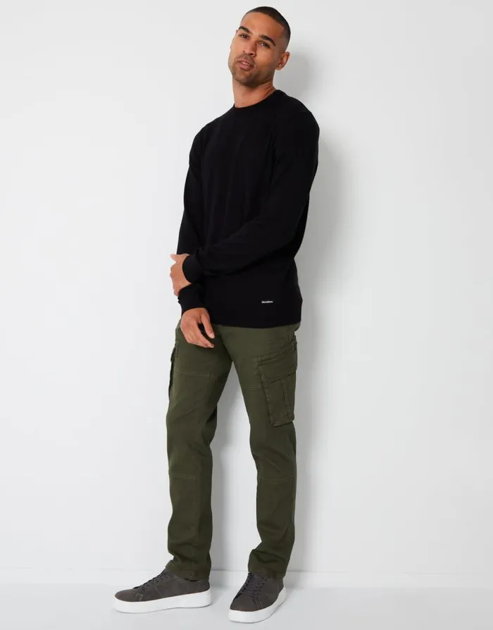Men Khaki Cargo Pocket Stretch Trousers Threadbare Cargo Men Khaki Cargo Pocket Stretch Trousers Threadbare Cargo