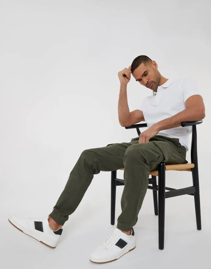 Men Khaki Jogger Style Cargo Trousers Threadbare Cargo Men Khaki Jogger Style Cargo Trousers Threadbare Cargo