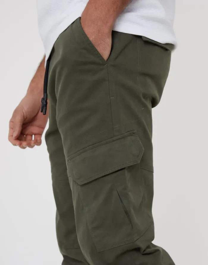 Men Khaki Jogger Style Cargo Trousers Threadbare Cargo Men Khaki Jogger Style Cargo Trousers Threadbare Cargo