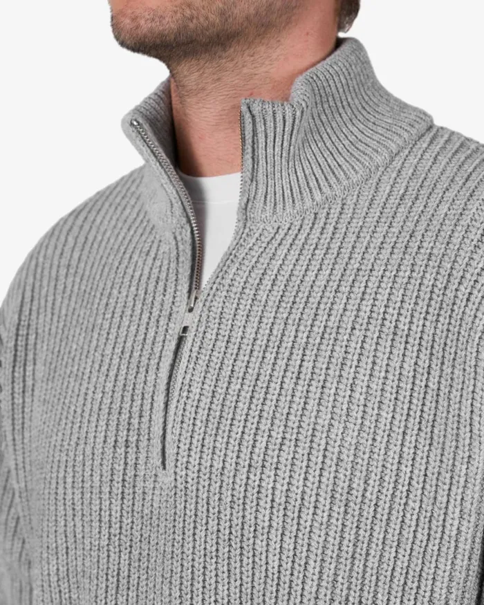 Men Knit Sweaters Colorful Standard Merino Quarter Zip Deep Black