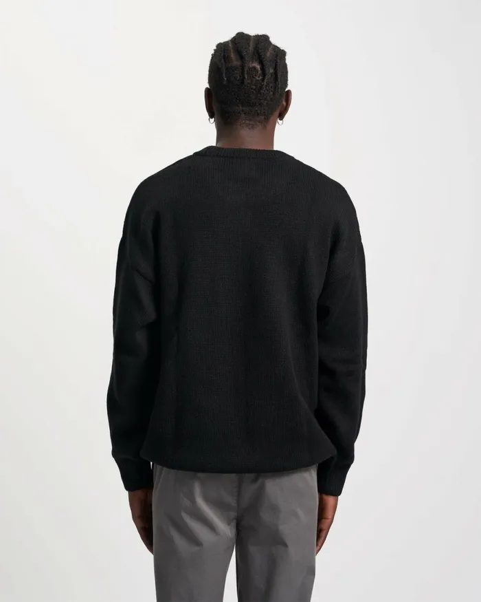 Men Knit Sweaters Colorful Standard Oversized Merino Wool Crew Deep Black
