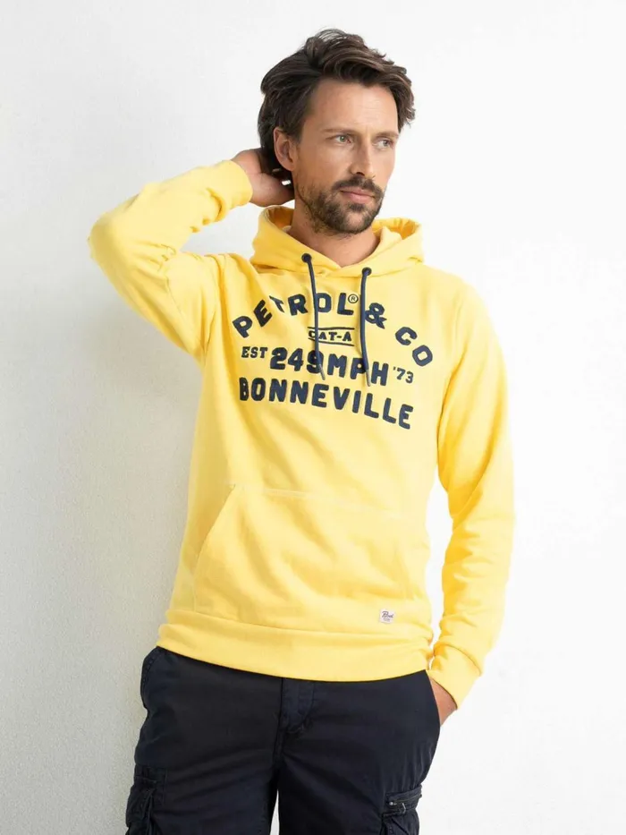 Men Knits and Sweats Petrol Industries Hoodie With Logo Artwork Fresh Lemon
