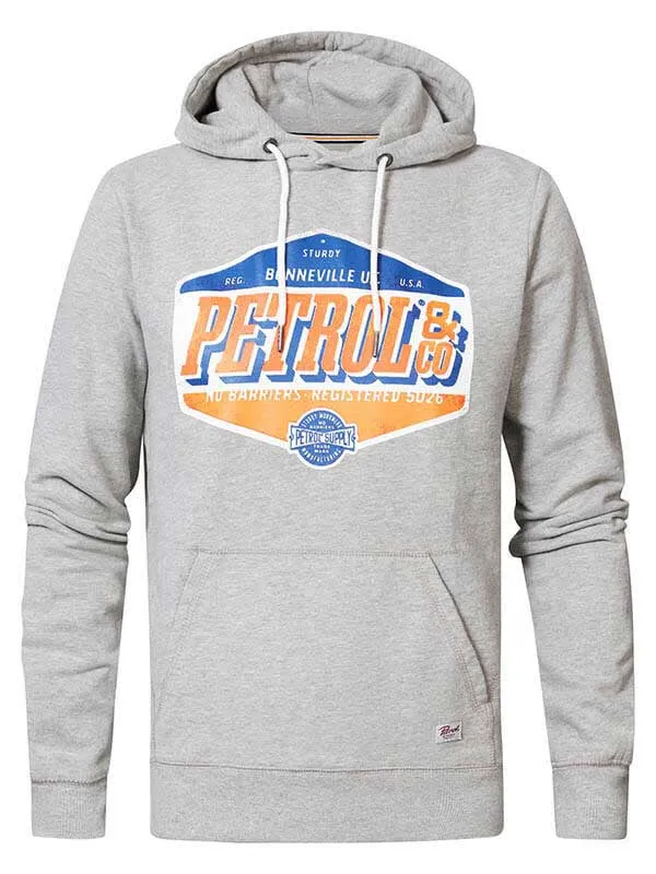 Men Knits and Sweats Petrol Industries Hoodie With Logo Artwork Light Grey Melee