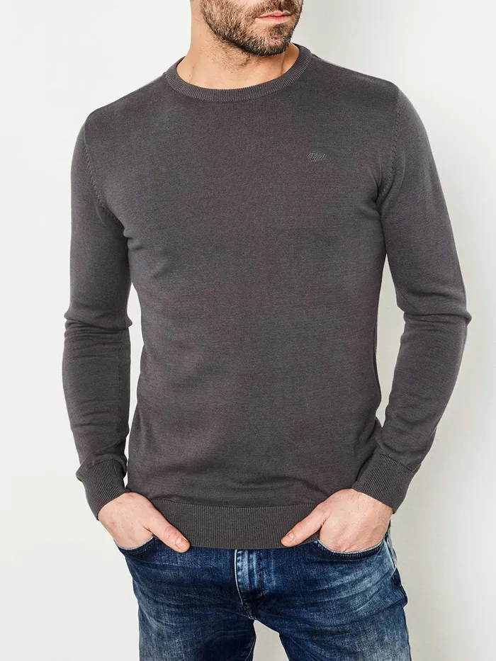 Men Knits and Sweats Petrol Industries Knitwear Round Neck Basic Collection Light Steal Men Knits and Sweats Petrol Industries Knitwear Round Neck Basic Collection Light Steal
